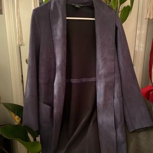 Sleek Blue Suede Coat
